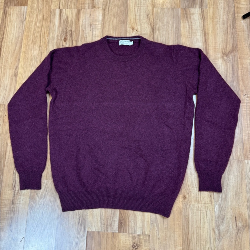 Lochmere Unisex Burgundy 100% Cashmere Pullover Crew Neck Long Sleeve Size M